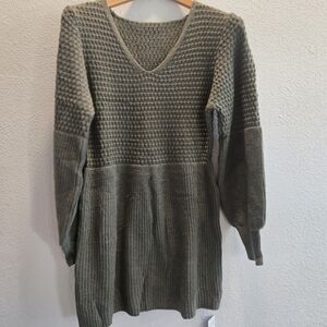 Cupshe Olive V Neck Long Sleeve Swester Dress Mini Size Medium